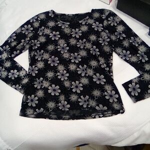 💜Floral Black and Gray Women's Top